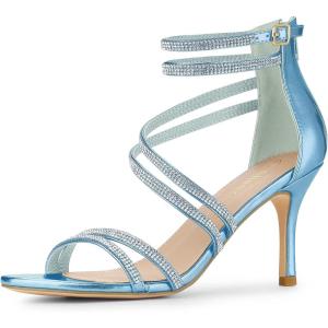 imageAllegra K Womens Ankle Strap Rhinestone Stiletto Heeled SandalsSky Blue
