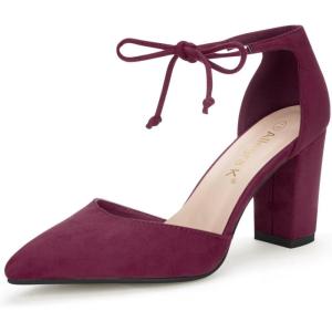imageAllegra K Womens Ankle Tie Point Toe Dress PumpsBurgundy