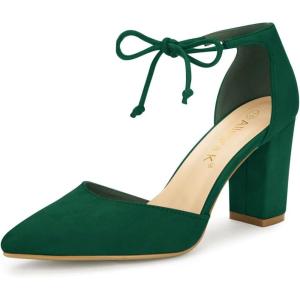 imageAllegra K Womens Ankle Tie Point Toe Dress PumpsGreen
