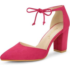 imageAllegra K Womens Ankle Tie Point Toe Dress PumpsHot Pink