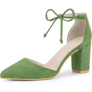 imageAllegra K Womens Ankle Tie Point Toe Dress PumpsOlive Green