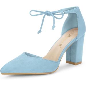 imageAllegra K Womens Ankle Tie Point Toe Dress PumpsSky Blue