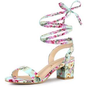 imageAllegra K Womens Block Heel Sandals Lace Up HeelsMint Green