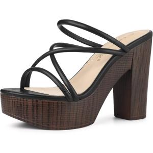 imageAllegra K Womens Chunky Heel Strappy Platform Heels Slide SandalsBlack
