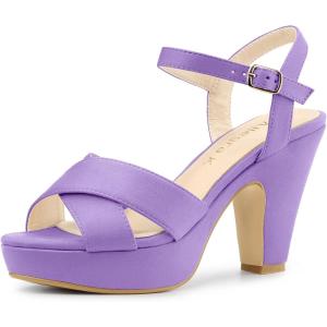 imageAllegra K Womens Platform Chunky Heels Slingback SandalsLight Purple