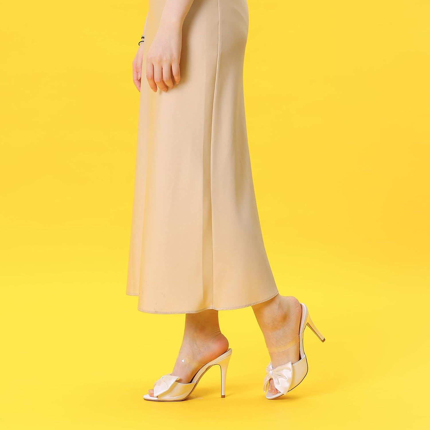 imageAllegra K Womens Bow Sandal Stiletto Heels Mules Heel SandalsWhite