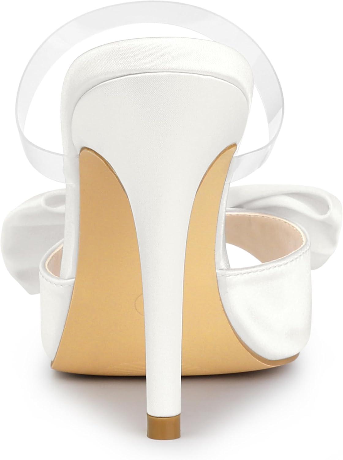 imageAllegra K Womens Bow Sandal Stiletto Heels Mules Heel SandalsWhite