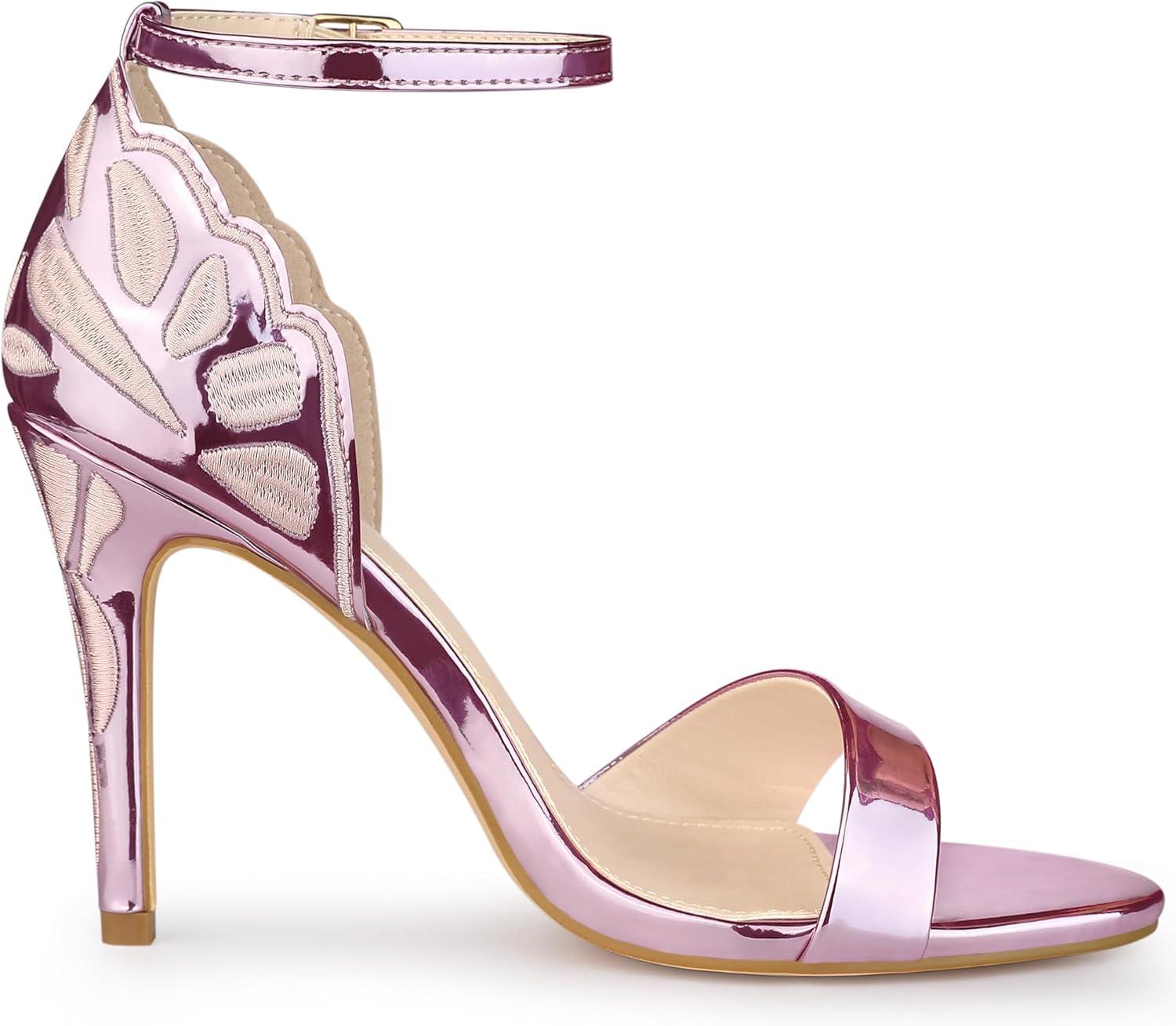 imageAllegra K Womens Butterfly Heels Metallic Stiletto Heel SandalsPink