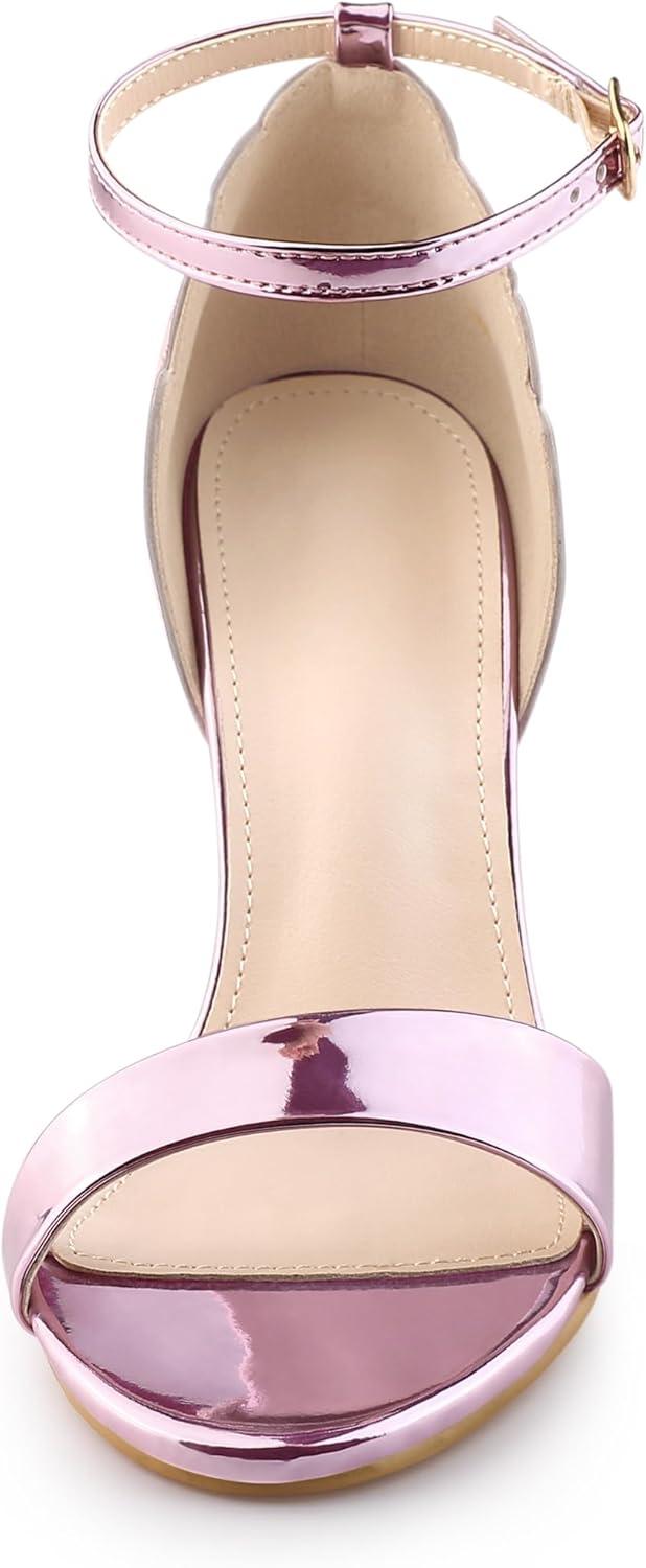 imageAllegra K Womens Butterfly Heels Metallic Stiletto Heel SandalsPink
