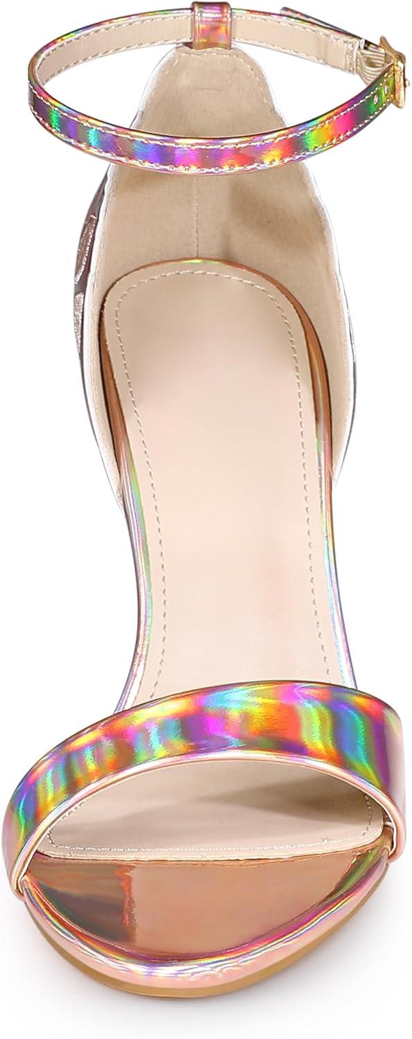 imageAllegra K Womens Butterfly Heels Metallic Stiletto Heel SandalsRose Gold