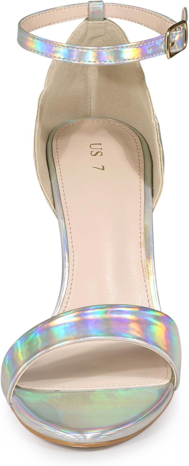 imageAllegra K Womens Butterfly Heels Metallic Stiletto Heel SandalsSilver