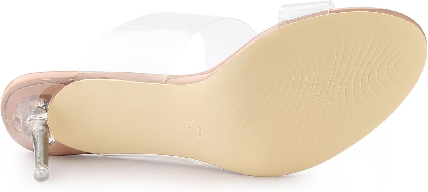 imageAllegra K Womens Clear Slide Stiletto Heel Clear SandalsBeige