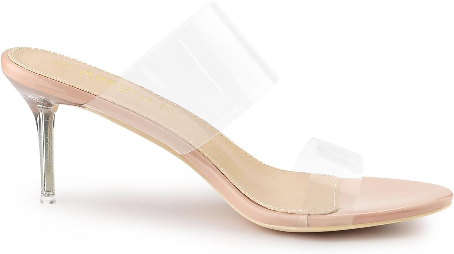 imageAllegra K Womens Clear Slide Stiletto Heel Clear SandalsBeige