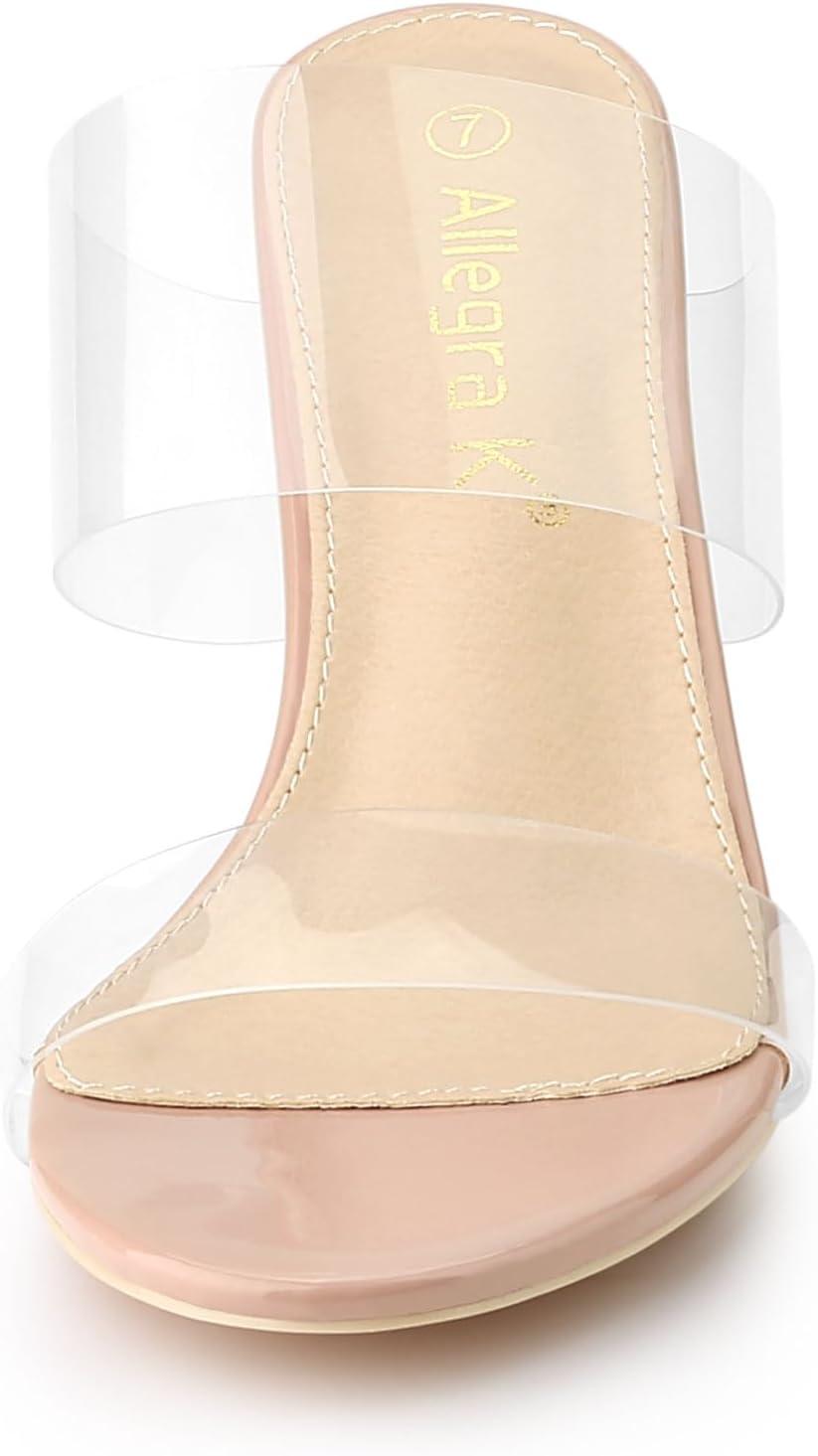 imageAllegra K Womens Clear Slide Stiletto Heel Clear SandalsBeige