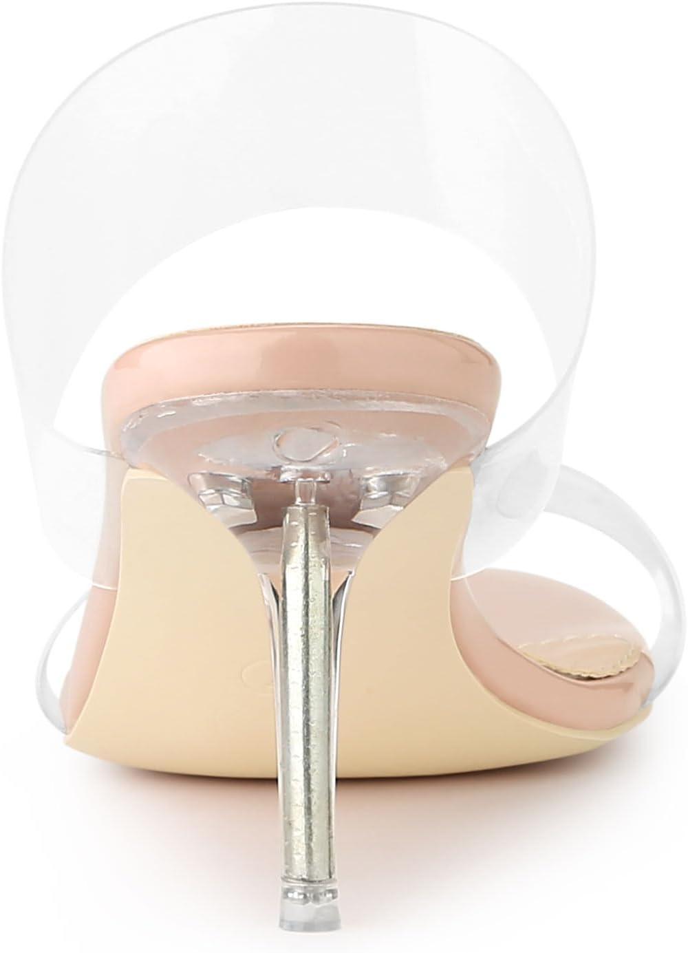 imageAllegra K Womens Clear Slide Stiletto Heel Clear SandalsBeige