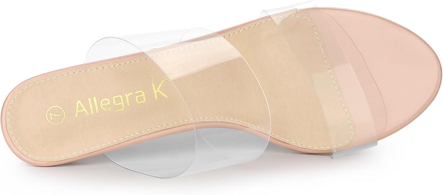 imageAllegra K Womens Clear Slide Stiletto Heel Clear SandalsBeige