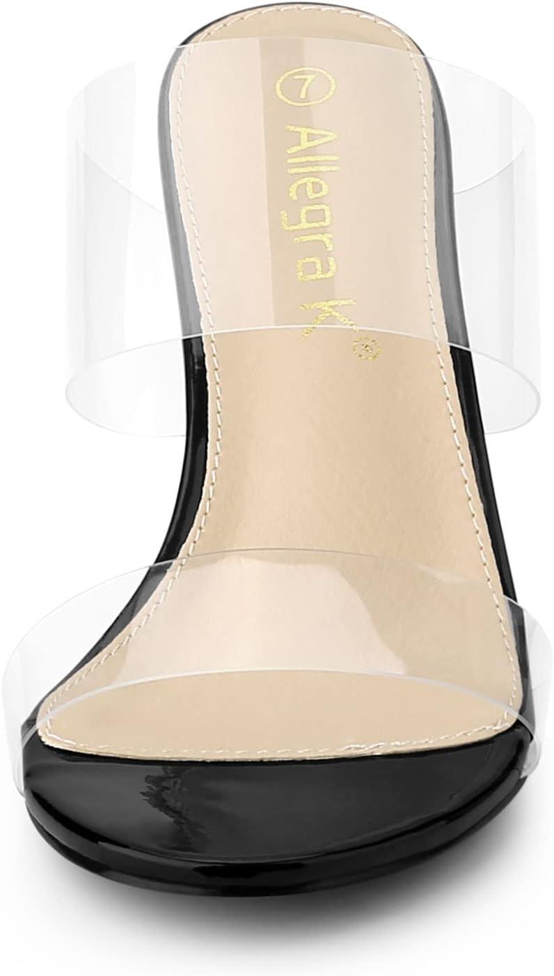 imageAllegra K Womens Clear Slide Stiletto Heel Clear SandalsBlack