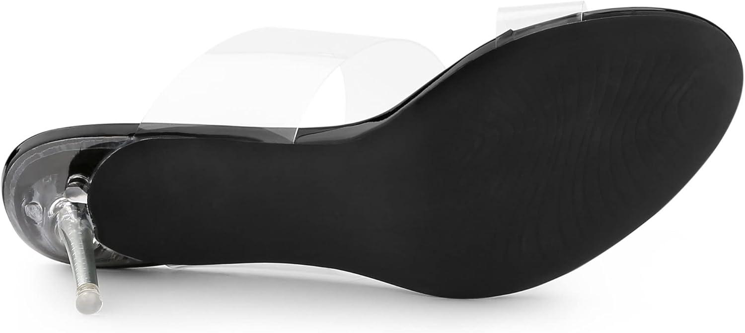 imageAllegra K Womens Clear Slide Stiletto Heel Clear SandalsBlack