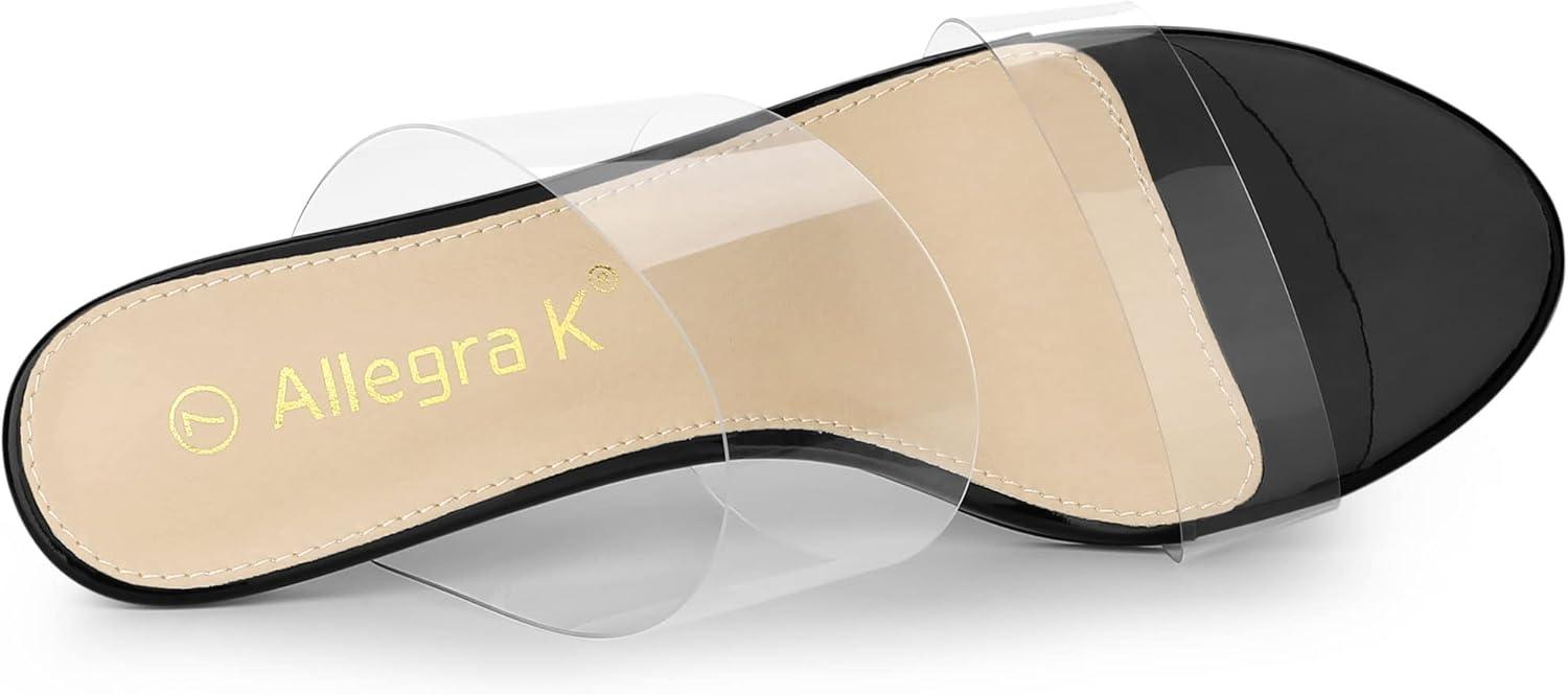 imageAllegra K Womens Clear Slide Stiletto Heel Clear SandalsBlack