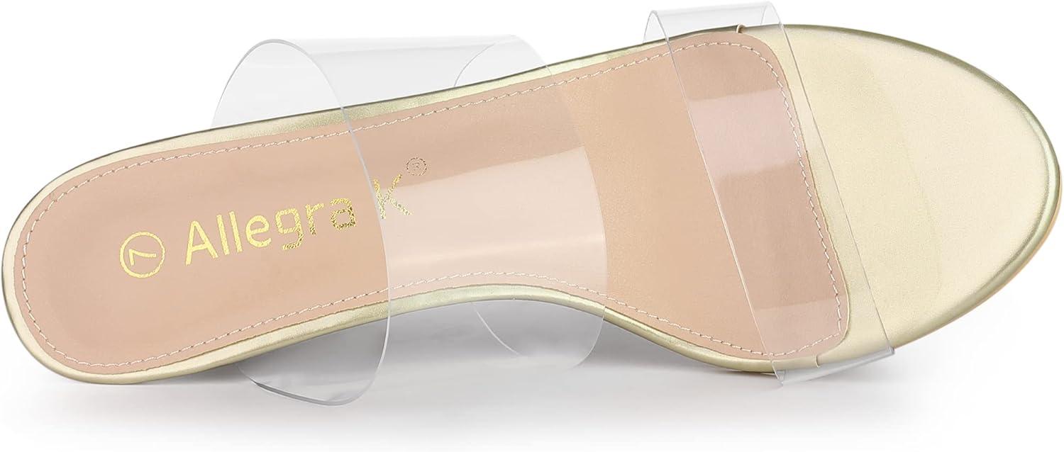 imageAllegra K Womens Clear Slide Stiletto Heel Clear SandalsGold