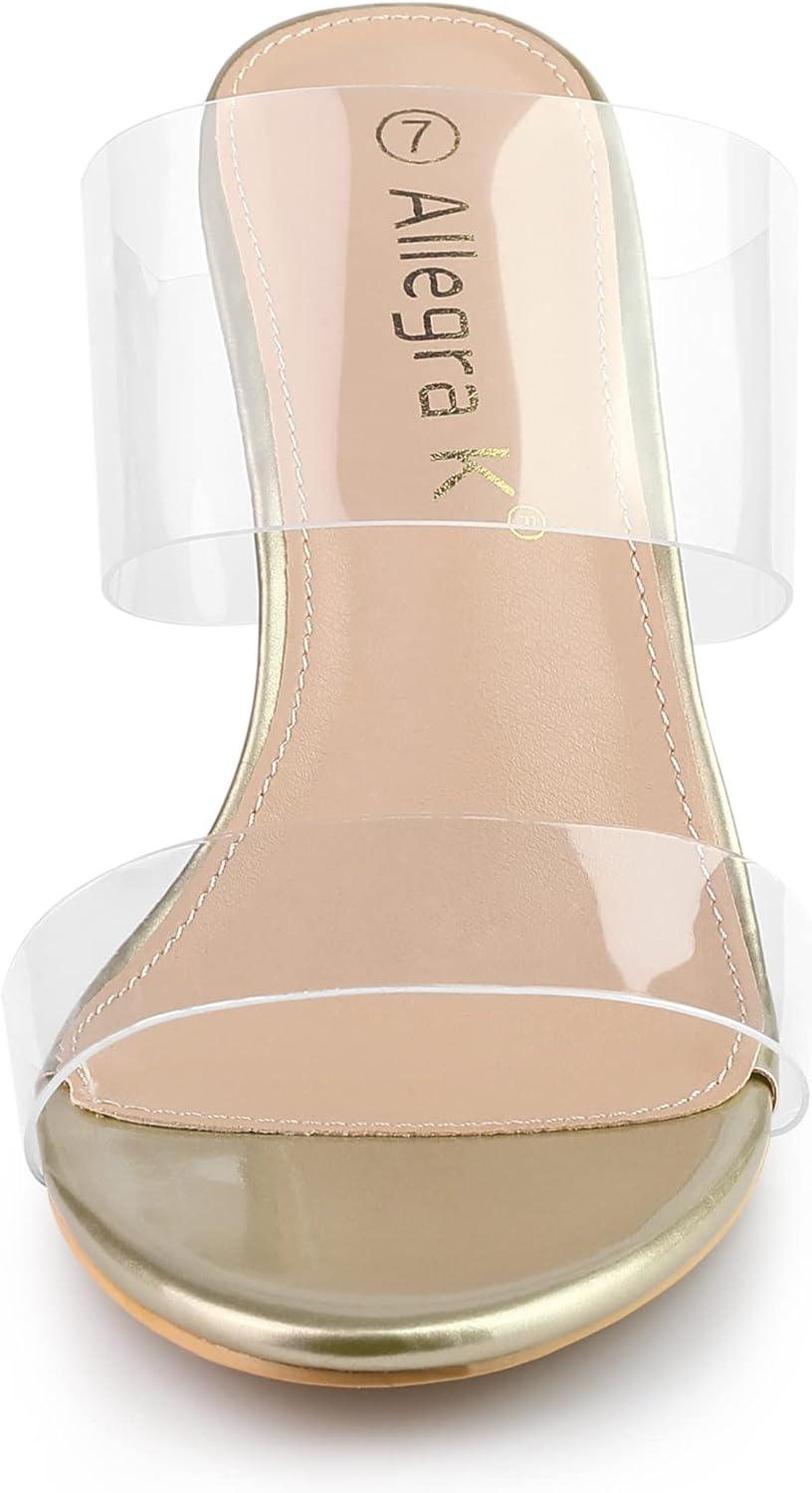 imageAllegra K Womens Clear Slide Stiletto Heel Clear SandalsGold