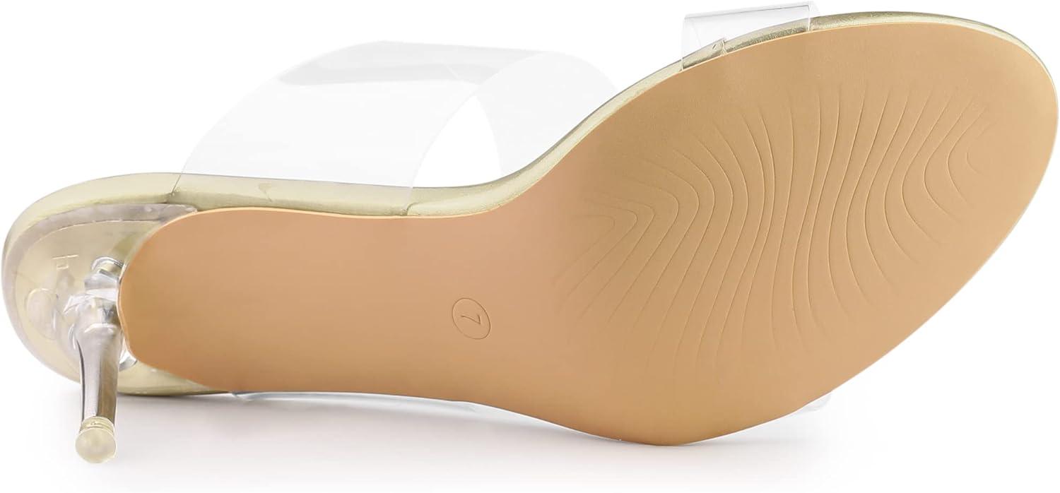 imageAllegra K Womens Clear Slide Stiletto Heel Clear SandalsGold