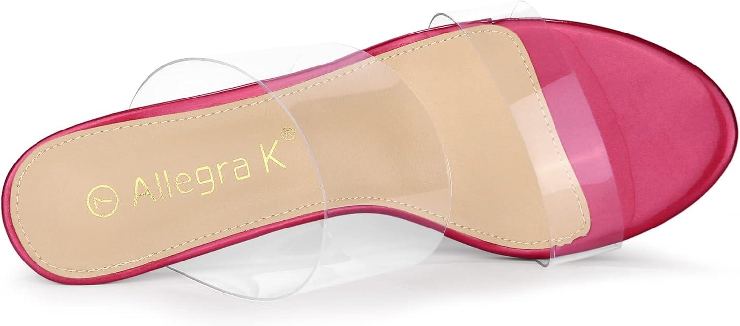 imageAllegra K Womens Clear Slide Stiletto Heel Clear SandalsHot Pink