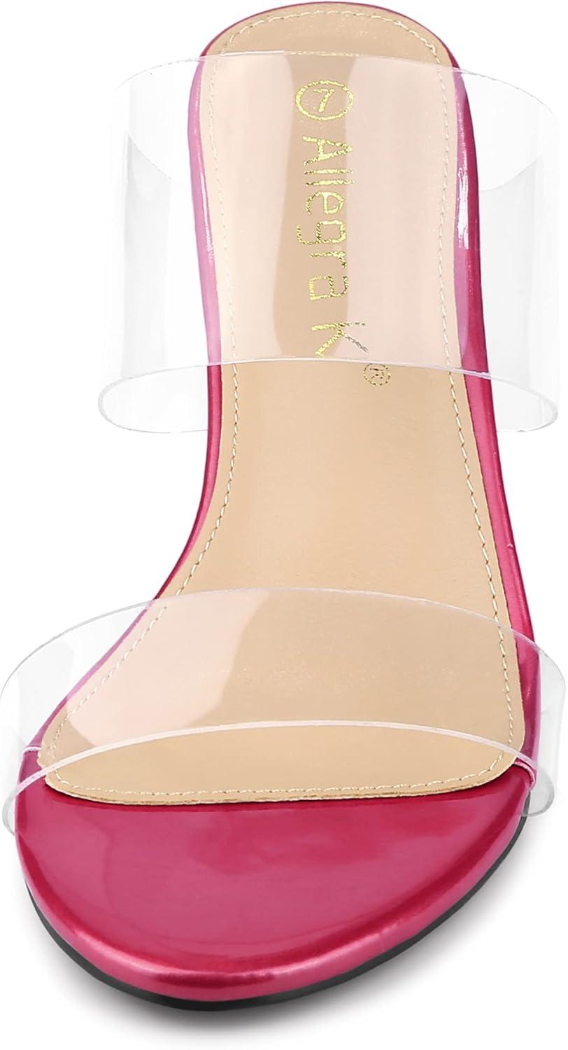 imageAllegra K Womens Clear Slide Stiletto Heel Clear SandalsHot Pink