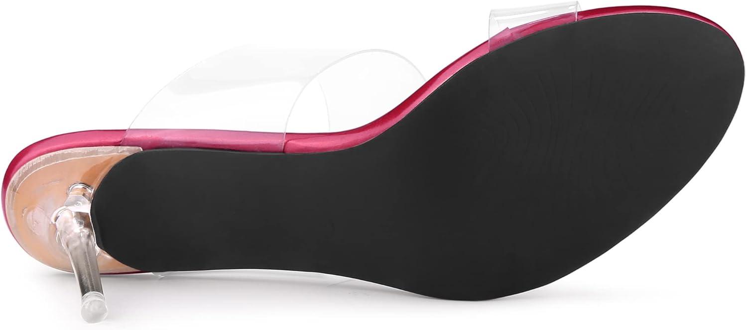 imageAllegra K Womens Clear Slide Stiletto Heel Clear SandalsHot Pink