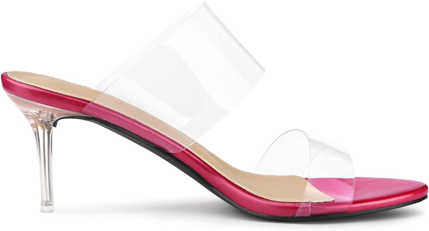 imageAllegra K Womens Clear Slide Stiletto Heel Clear SandalsHot Pink