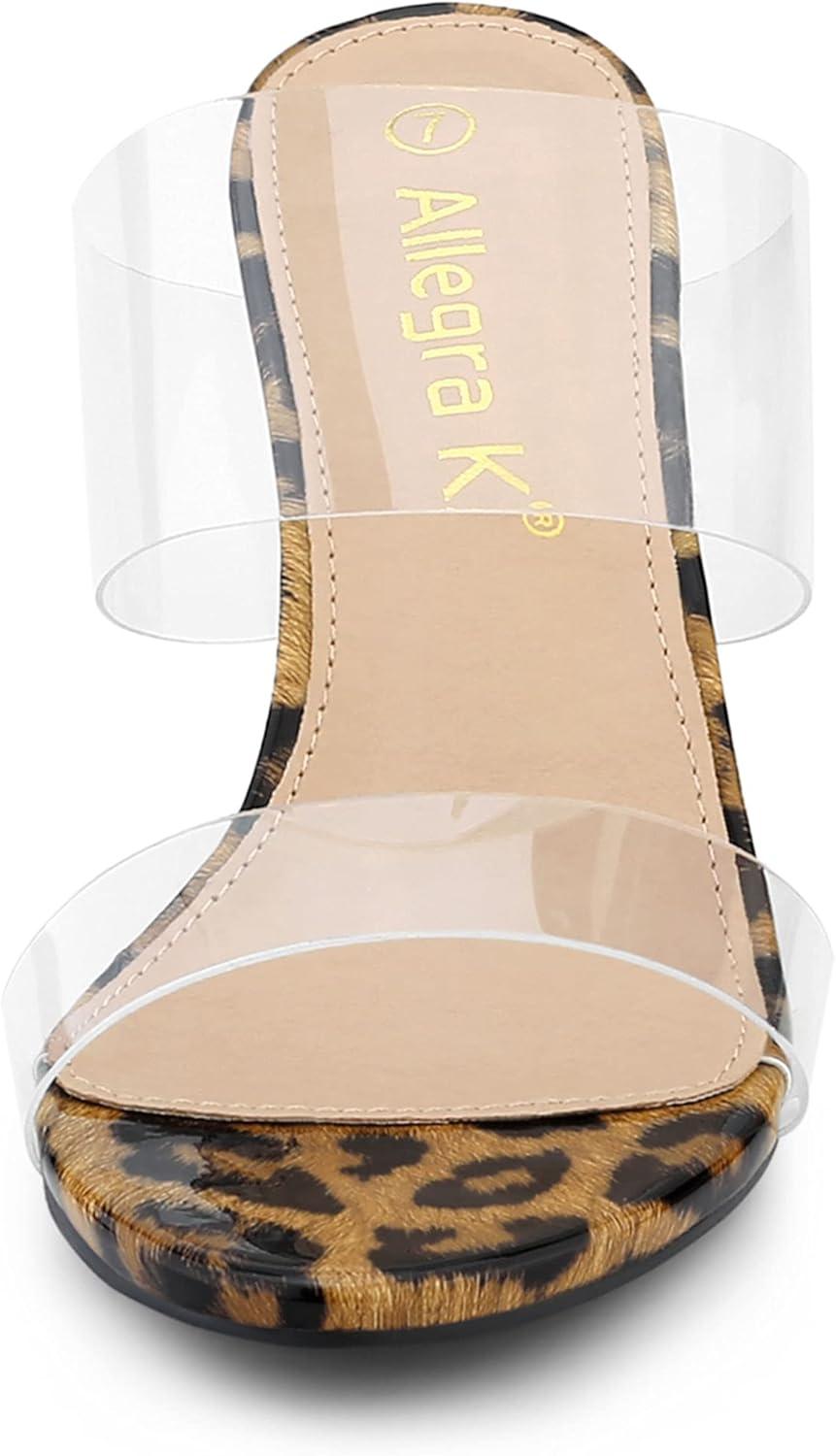 imageAllegra K Womens Clear Slide Stiletto Heel Clear SandalsLeopard