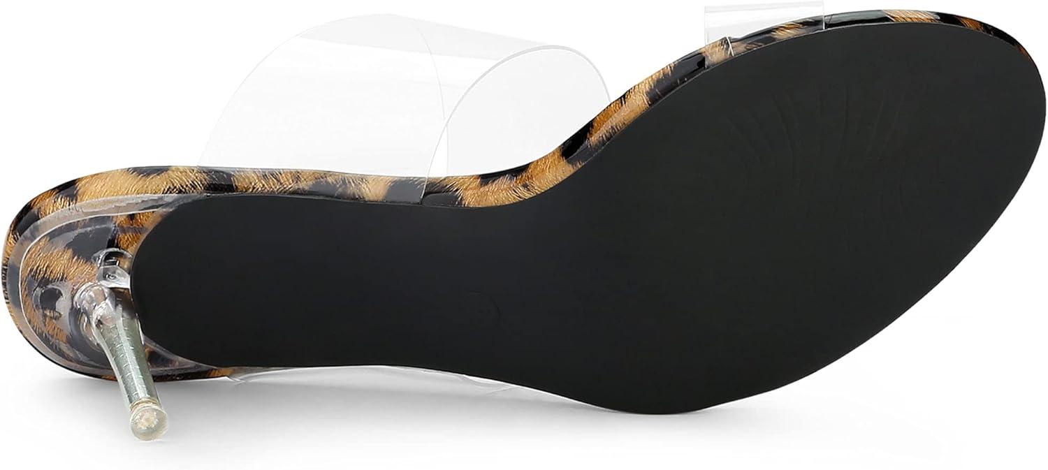 imageAllegra K Womens Clear Slide Stiletto Heel Clear SandalsLeopard