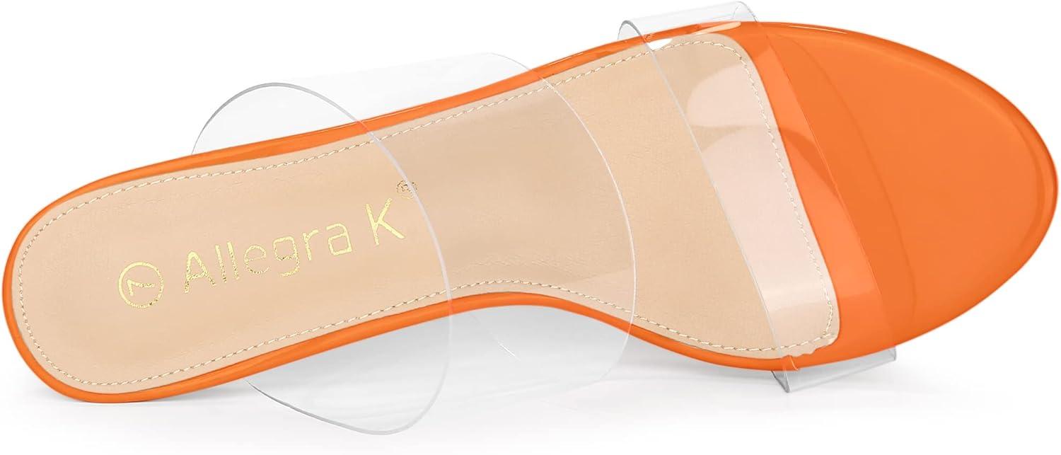 imageAllegra K Womens Clear Slide Stiletto Heel Clear SandalsOrange