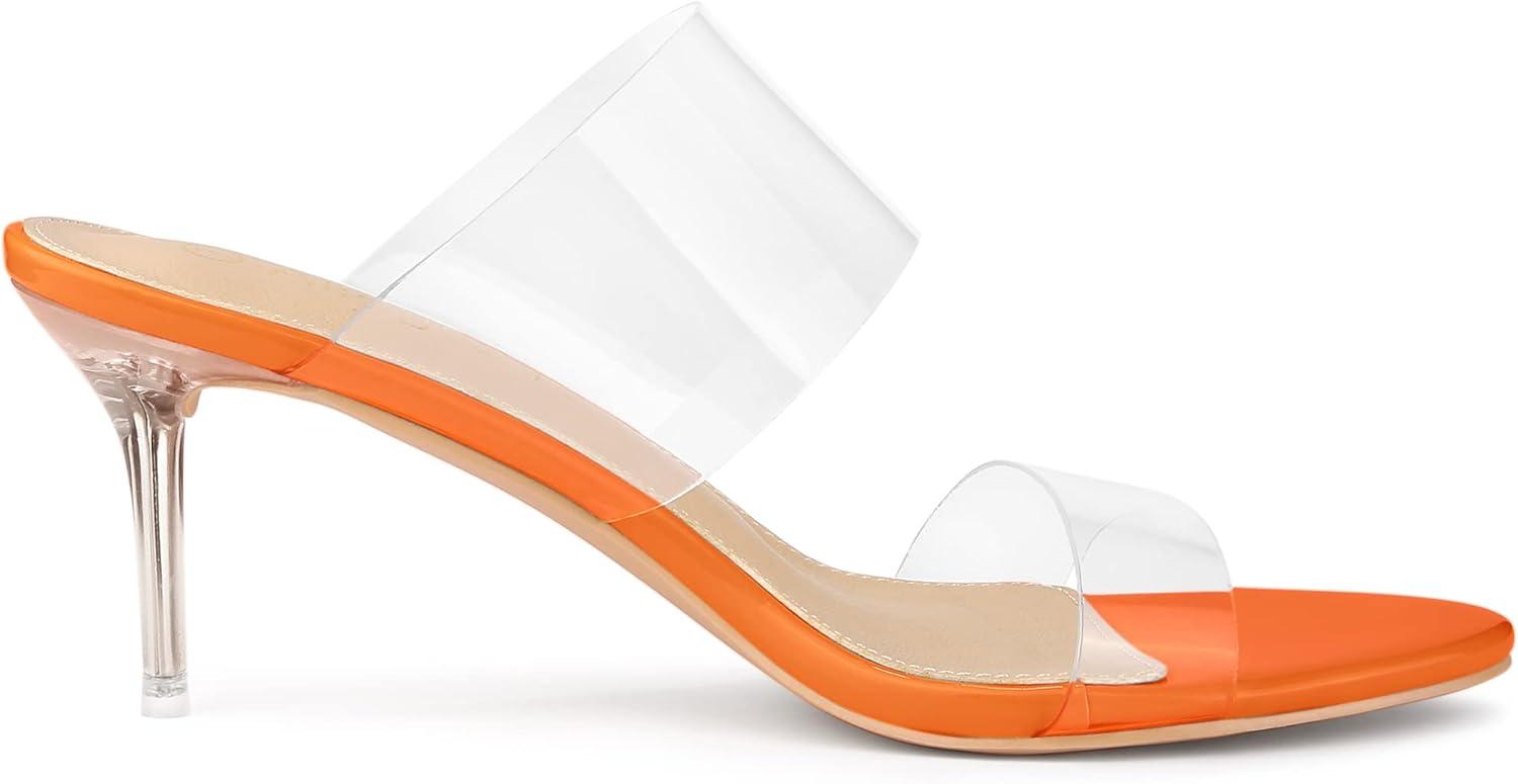 imageAllegra K Womens Clear Slide Stiletto Heel Clear SandalsOrange