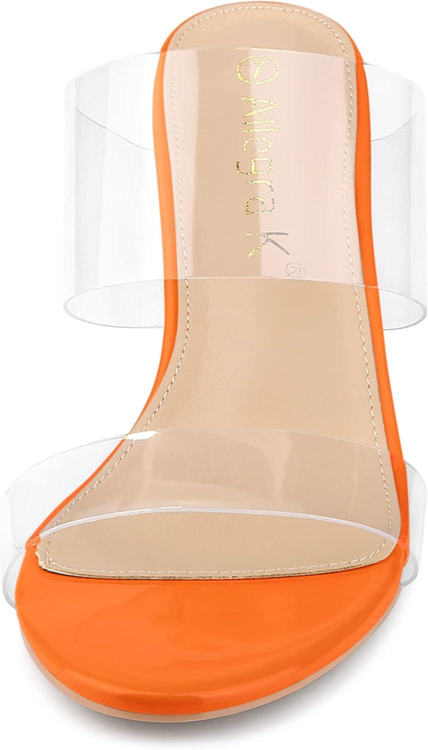 imageAllegra K Womens Clear Slide Stiletto Heel Clear SandalsOrange