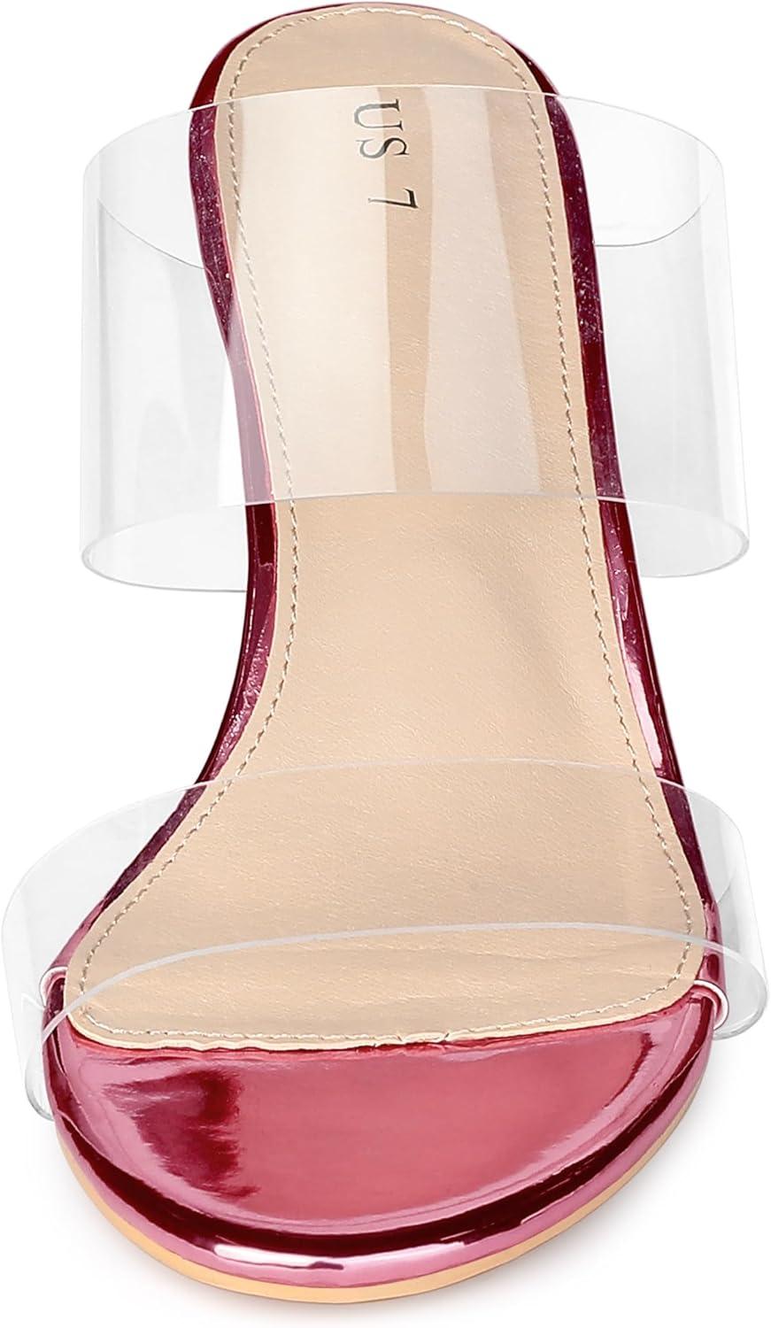 imageAllegra K Womens Clear Slide Stiletto Heel Clear SandalsPink