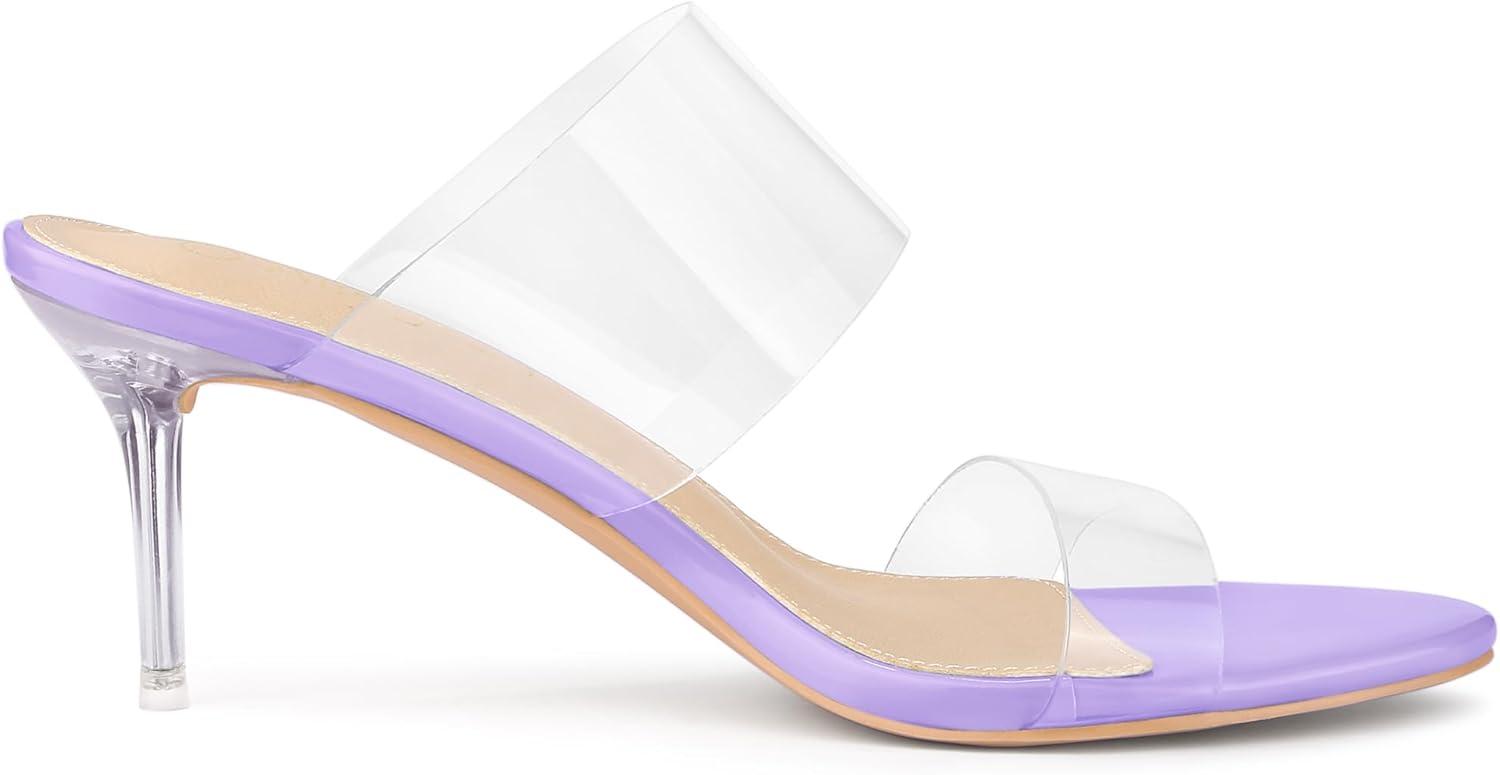 imageAllegra K Womens Clear Slide Stiletto Heel Clear SandalsPurple