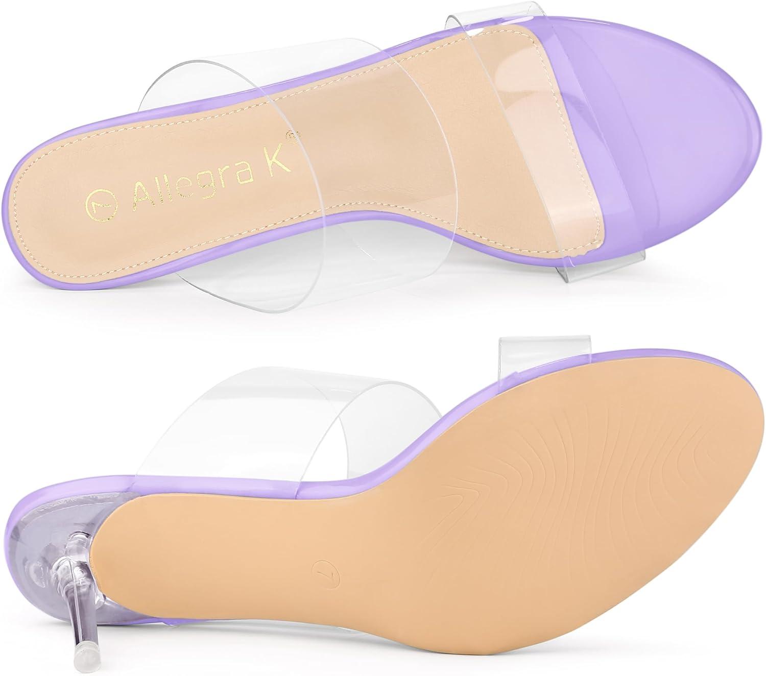 imageAllegra K Womens Clear Slide Stiletto Heel Clear SandalsPurple