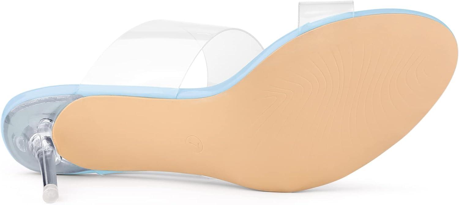 imageAllegra K Womens Clear Slide Stiletto Heel Clear SandalsSky Blue