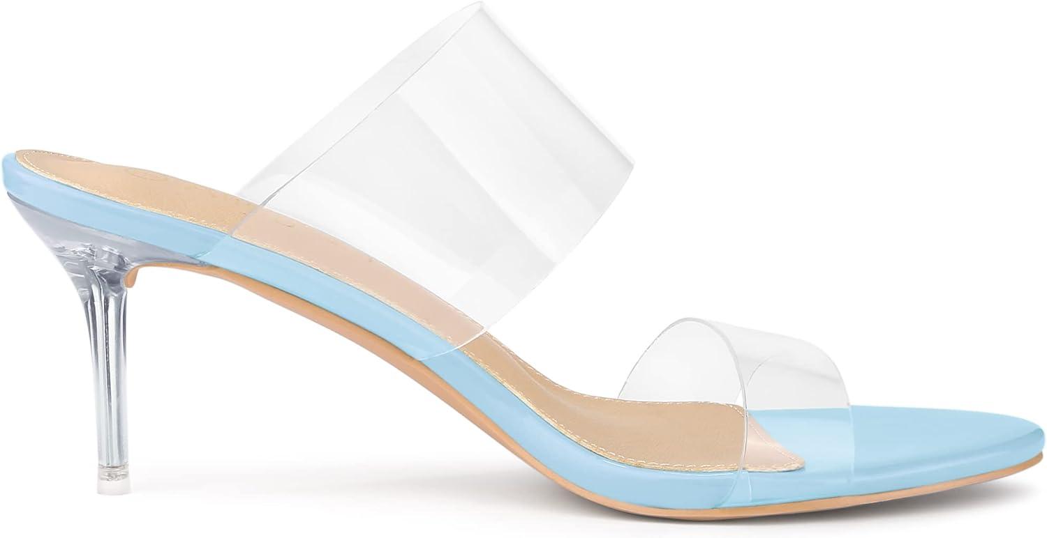imageAllegra K Womens Clear Slide Stiletto Heel Clear SandalsSky Blue