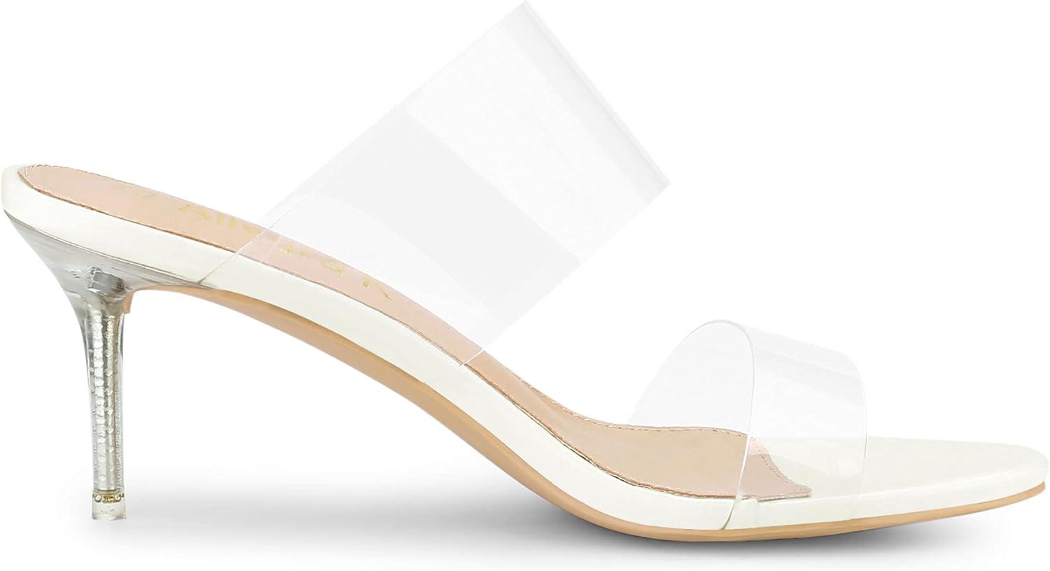 imageAllegra K Womens Clear Slide Stiletto Heel Clear SandalsWhite