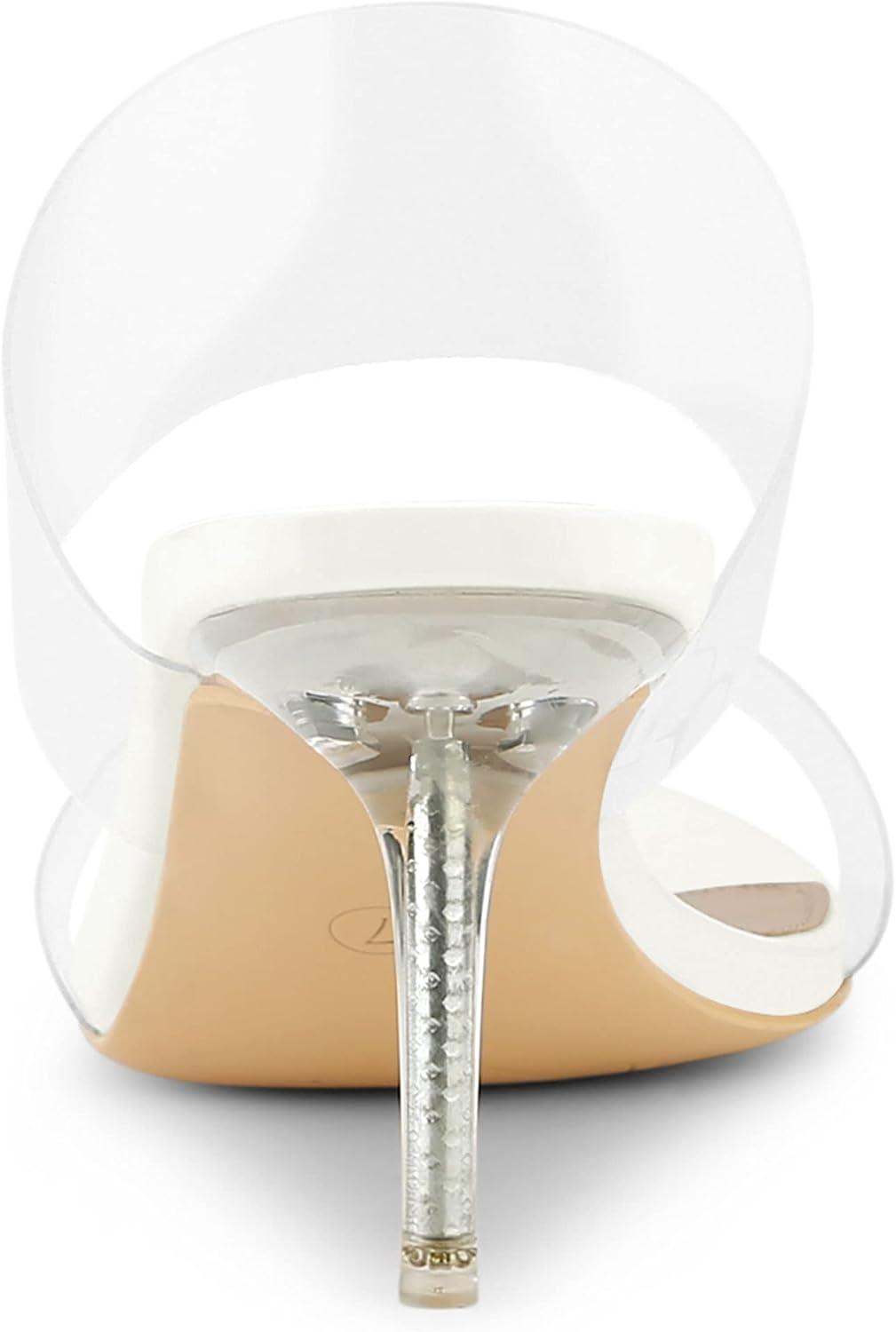 imageAllegra K Womens Clear Slide Stiletto Heel Clear SandalsWhite