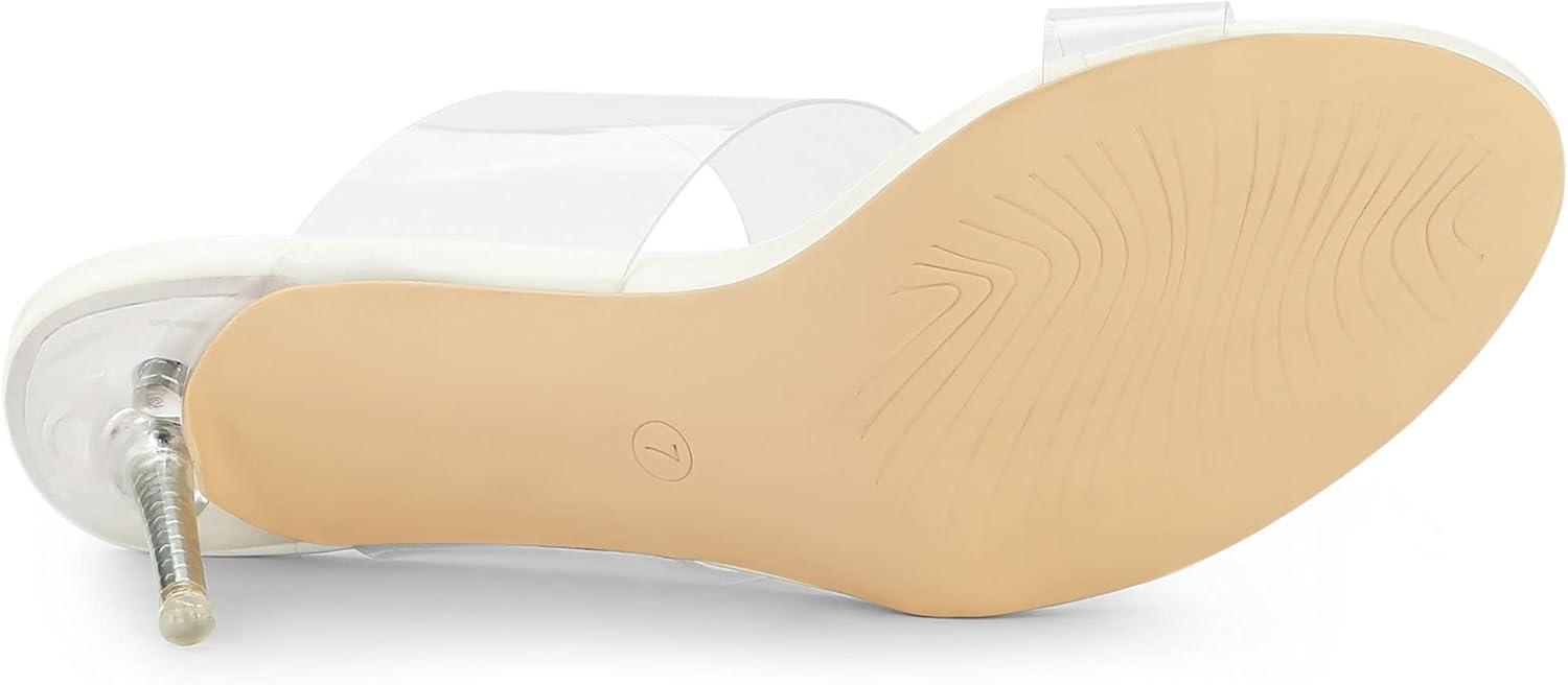 imageAllegra K Womens Clear Slide Stiletto Heel Clear SandalsWhite
