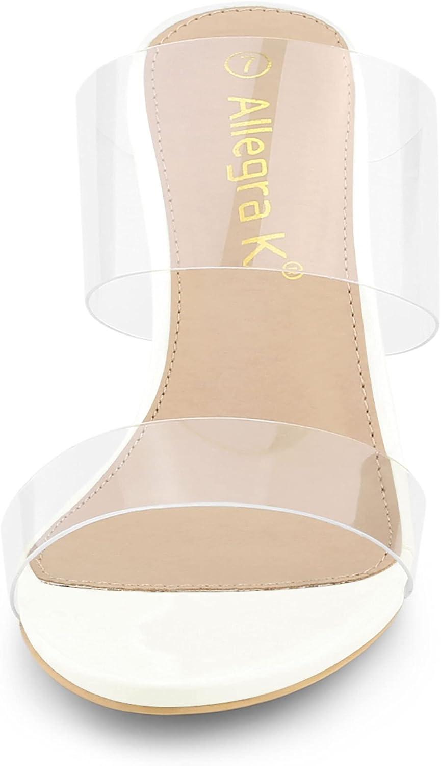 imageAllegra K Womens Clear Slide Stiletto Heel Clear SandalsWhite