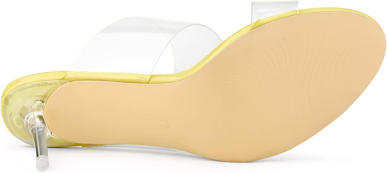 imageAllegra K Womens Clear Slide Stiletto Heel Clear SandalsYellow