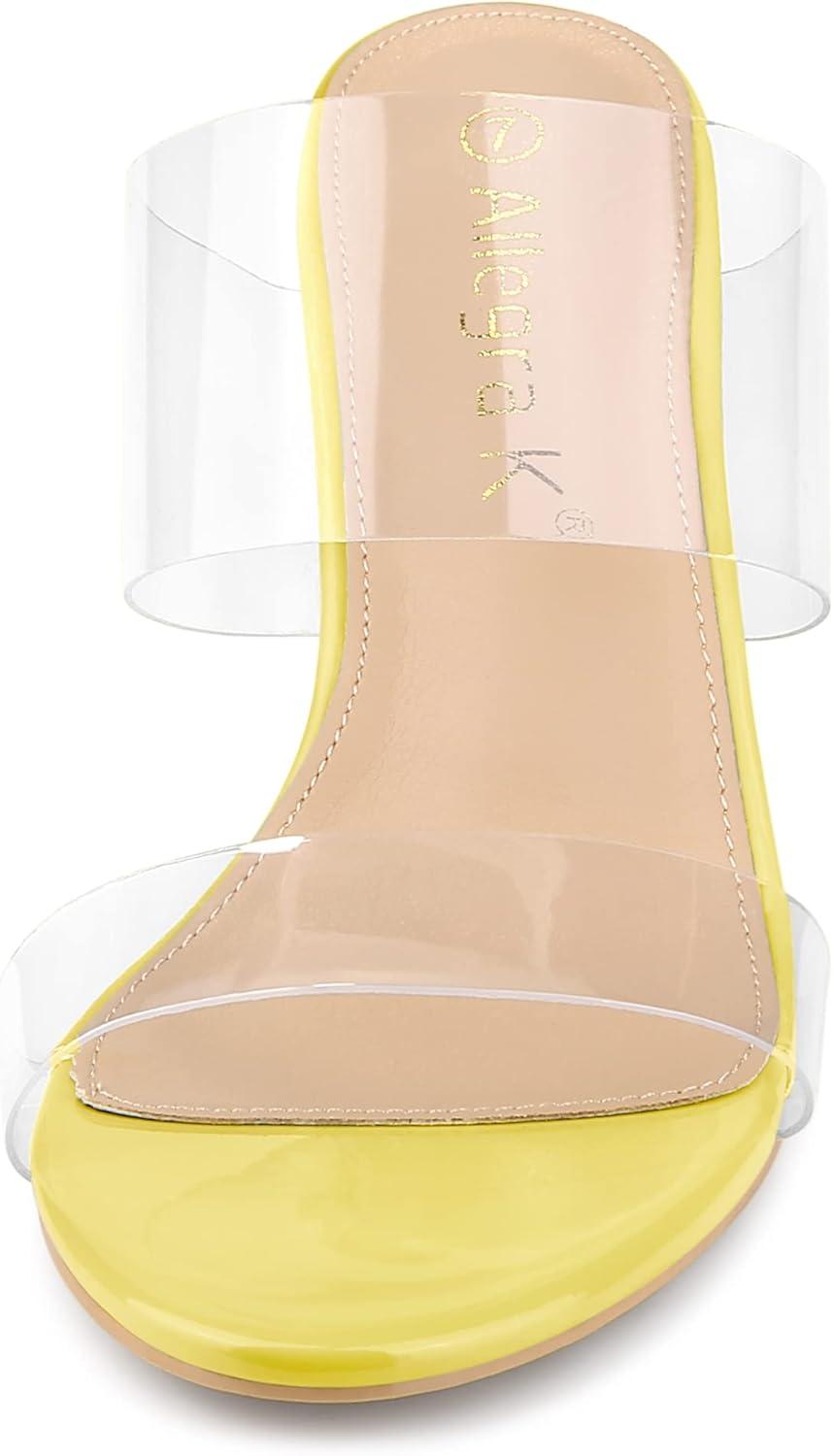 imageAllegra K Womens Clear Slide Stiletto Heel Clear SandalsYellow