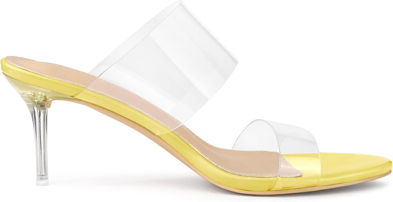 imageAllegra K Womens Clear Slide Stiletto Heel Clear SandalsYellow
