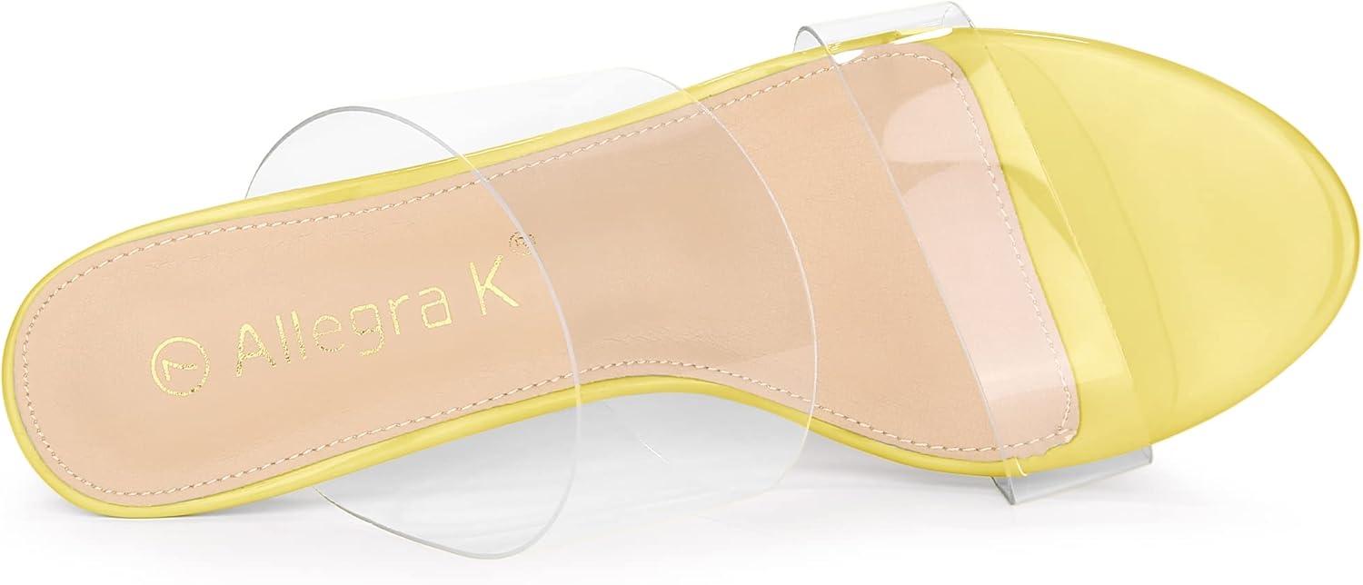 imageAllegra K Womens Clear Slide Stiletto Heel Clear SandalsYellow