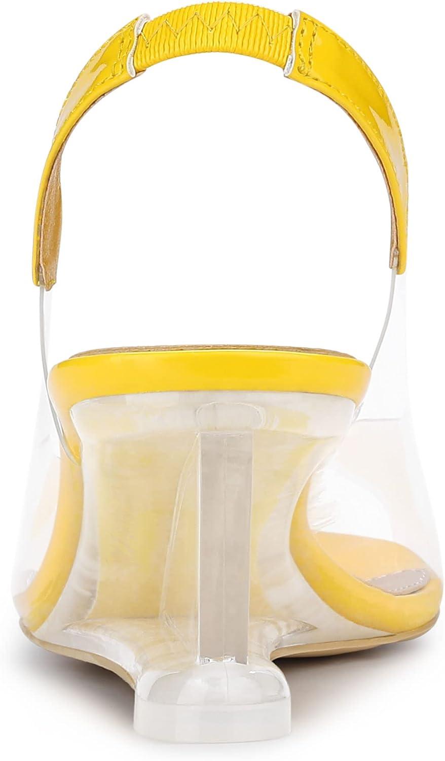imageAllegra K Womens Clear Slingback Wedges Rhinestone Transparent Peep Toe HeelsYellow