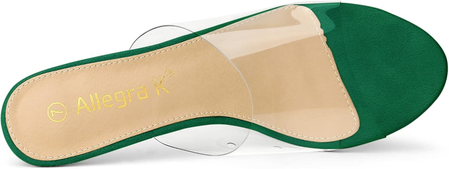 imageAllegra K Womens Clear Strap Open Toe Slip On Stiletto Heel Slide SandalsEmerald Green